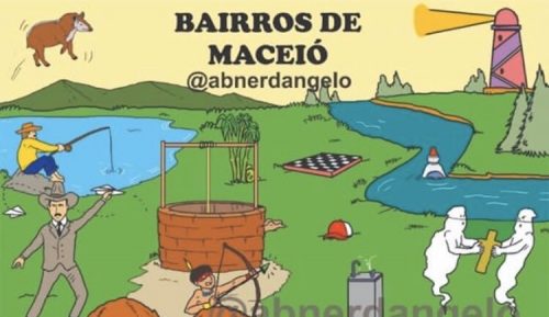 Encontre 18 bairros de Maceió nesta arte criada por um ilustrador